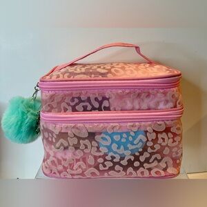 Pink Leopard Print Cosmetic Bag